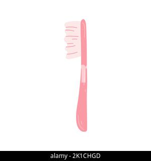 Brosse à dents dessinée à la main pour se brosser les dents dans un style de dessin animé plat. Illustration vectorielle des fournitures dentaires, concept de soins dentaires, hygiène buccale Illustration de Vecteur