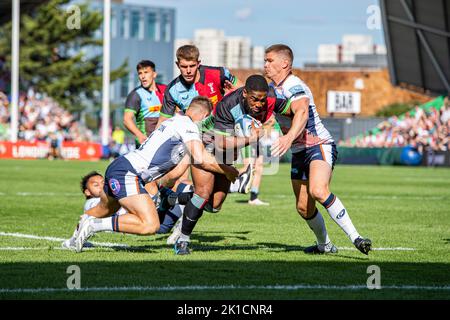 LONDRES, ROYAUME-UNI. 17th septembre 2022. Lors du match de rugby Gallagher Premiership Round 2, beweem Harlequins and Saracens au stade Twickenham Stoop, le samedi 17 septembre 2022. LONDRES, ANGLETERRE. Credit: Taka G Wu/Alay Live News Banque D'Images