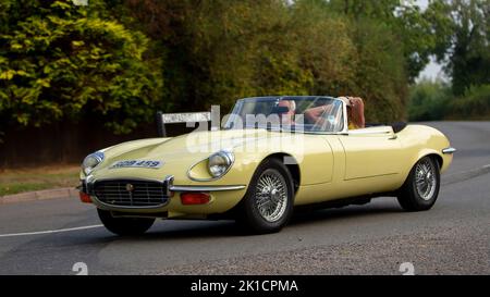 1972 jaune e type Jaguar Banque D'Images