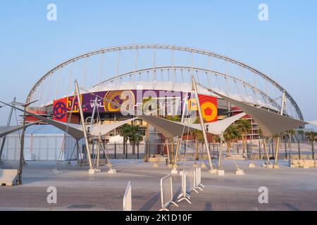 Doha, Qatar - 14 septembre 2022 : le stade international de Khalifa dans la zone d'Aspire. Le stade sera l'un des lieux de la coupe du monde de la FIFA 2022. Banque D'Images