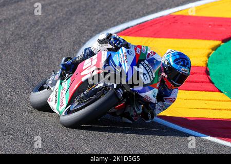 Alex Marquez de l'Espagne de l'écurie LCR Honda CASTROL avec Honda pendant la pratique libre MotoGP de MotoGP Gran Premio Animoca Brands de Aragon au circuit d'Aragon de Motorland à Alcaniz, Espagne. Banque D'Images