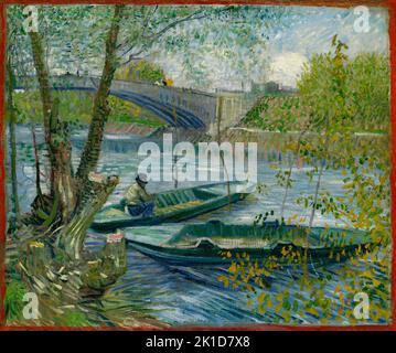 Pêche au printemps, le Pont de Clichy (Asnières). Vincent van Gogh. 1887. Banque D'Images