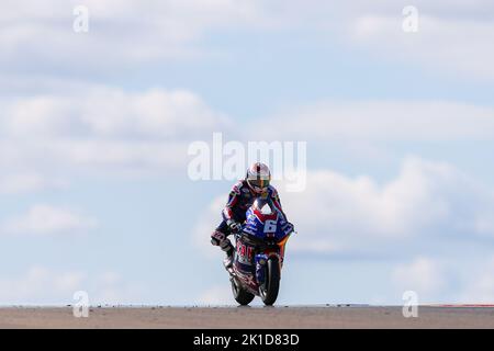 Cameron Beaubier des États-Unis de l'équipe American Racing avec Kalex pendant Moto2 libre pratique de MotoGP Gran Premio Animoca Brands de Aragon au circuit d'Aragon de Motorland à Alcaniz, Espagne. Banque D'Images