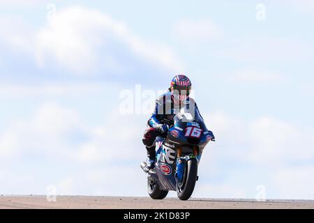 Joe Roberts de US de Italtrans Racing Team avec Kalex pendant Moto2 libre pratique de MotoGP Gran Premio Animoca Brands de Aragon à Motorland Aragon circuit à Alcaniz, Espagne. Banque D'Images