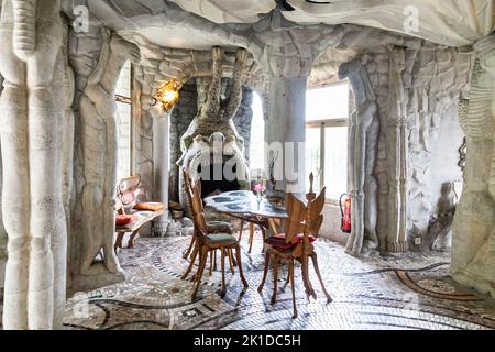 Séjour à l'intérieur de la villa à Bruno Weber Park, Dietikon, Suisse Banque D'Images