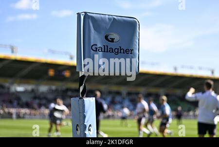 Twickenham, Royaume-Uni. 17th septembre 2022. Rugby, premier ministre. Harlequins V Saracens. La fonction Stiop. Twickenham. Le drapeau d'angle Gallagher pendant le match de rugby Harlequins V Saracens Gallagher Premiership. Credit: Sport en images/Alamy Live News Banque D'Images