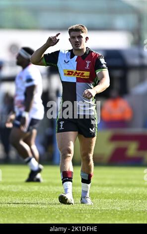 Twickenham, Royaume-Uni. 17th septembre 2022. Rugby, premier ministre. Harlequins V Saracens. La fonction Stiop. Twickenham. Luke Northmore (Harlequins) pendant le match de rugby Harlequins V Saracens Gallagher Premiership. Credit: Sport en images/Alamy Live News Banque D'Images