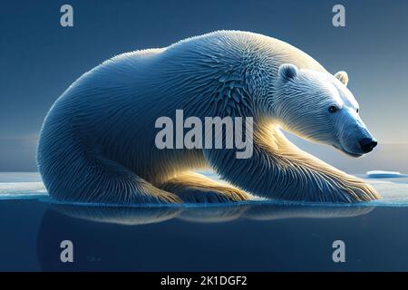 Ours polaire sur l'iceberg sur la glace de dérive dans l'habitat naturel de l'Antarctique. Scène de la faune et de la nature et comportement animal en Antarctique. Ours blanc, Ursus Banque D'Images