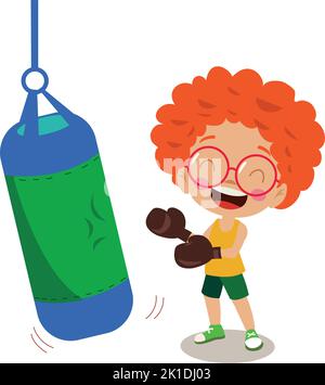 sac de boxe mignon pour garçon Illustration de Vecteur