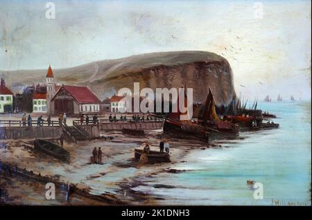 AJAXNETPHOTO. VERS 1910. HASTINGS, ANGLETERRE. - ART J. WILLIAMSON - VUE SUR L'ESTRAN DE HASTINGS TÔT LE MATIN PEINT PAR J. WILLIAMSON. ÉCOLE D'ANGLAIS. HUILE SUR TOILE. VERSO INSCRIT. DÉBUT DU 20TH SIÈCLE. PHOTO:JONATHAN EASTLAND/AJAX REF:GX8 191003 35 Banque D'Images