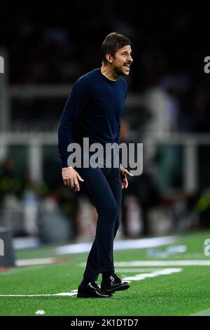 Turin, Italie. 17 septembre 2022. Alessio Dionisi, entraîneur en chef des États-Unis Sassuolo, réagit lors du match de football de Serie A entre le FC Torino et le Sassuolo américain. Credit: Nicolò Campo/Alay Live News Banque D'Images