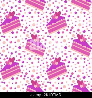 Motif gâteau d'anniversaire sans couture coeur de Saint-Valentin pour emballer papier et vêtements pour enfants imprimé et accessoires de fête, tissus et emballages. Condition élevée Banque D'Images