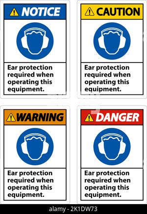 Protection des oreilles requise affiche sur fond blanc Illustration de Vecteur