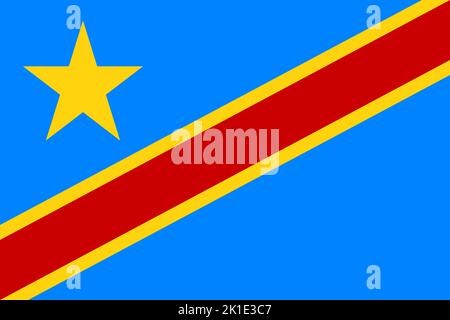 Drapeau de la République démocratique du Congo. Bannière nationale et symbole patriotique de la RD Congo. Couleurs officielles. Illustration vectorielle plate. Illustration de Vecteur