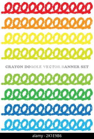 Ensemble de bordures de caniche de crayon colorées isolées sur Un fond blanc. Illustration vectorielle. Illustration de Vecteur