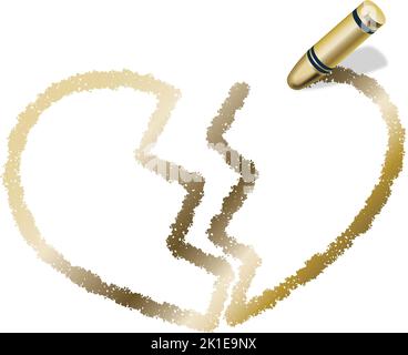 Texture crayon cadre en forme de coeur isolé sur Un fond blanc. Illustration du concept de la Saint-Valentin. Illustration de Vecteur