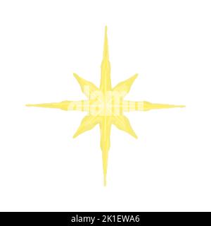 Vecteur jaune étoile de Noël peinte à l'aquarelle. Dessus de sapin de Noël. Illustration de Vecteur