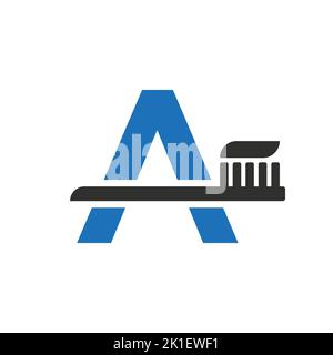 Lettre initiale Un logo dentaire associé à un modèle de symbole de brosse à dents Illustration de Vecteur
