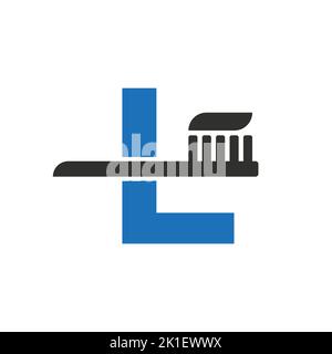 Logo dentaire lettre L initial combiné au modèle de symbole de brosse à dents Illustration de Vecteur