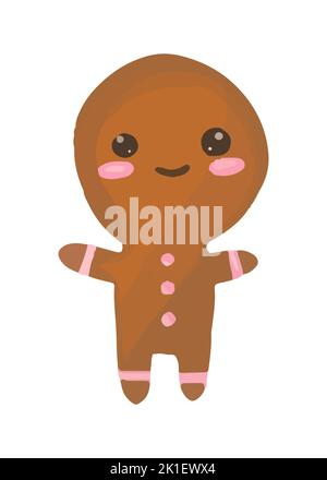 Vector Gingerbread Man Christmas cookies peints à la main dans l'aquarelle. Illustration de Vecteur