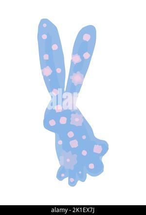 Lapin vectoriel peint en aquarelle. Illustration de Noël peinte en aquarelle bleue. Illustration de Vecteur