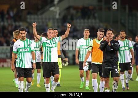 Turin, Italie. 17th septembre 2022. Sassuolo célèbre la victoire du match pendant le FC de Turin contre les États-Unis Sassuolo, football italien série A match à Turin, Italie, 17 septembre 2022 crédit: Agence de photo indépendante/Alamy Live News Banque D'Images