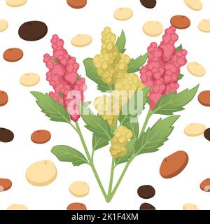 Modèle sans couture plante agricole de quinoa avec illustration de vecteur de grain de graines sur fond blanc Illustration de Vecteur