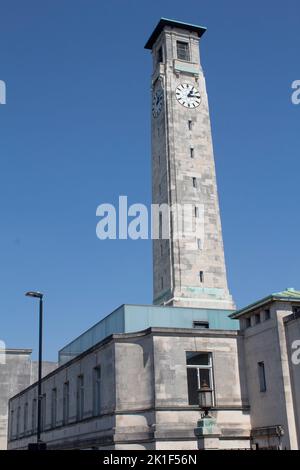 Tour de l'horloge du SeaCity Museum, Havelock Road, Southampton, Angleterre, Royaume-Uni Banque D'Images