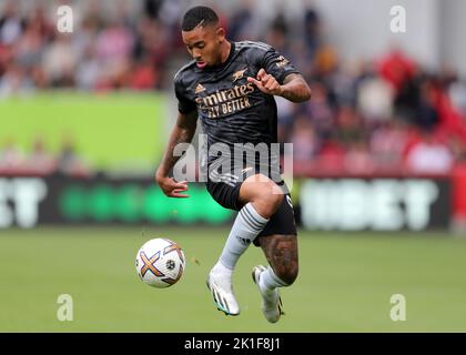 Londres, Royaume-Uni. 18th septembre 2022 ; Gtech Community Stadium, Brentford, Londres, Angleterre ; Premier League football, Brentford versus Arsenal: Gabriel Jesus of Arsenal Credit: Action plus Sports Images/Alay Live News Banque D'Images