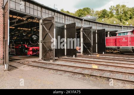 Locomotive Roundhouse dans le Musée du chemin de fer de Bochum Dahlhausen Banque D'Images