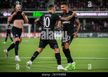 Silkeborg, Danemark. 15th, septembre 2022. Manuel Lanzini (11) de West Ham égalise pour 1-1 sur une pénalité lors du match de l'UEFA Europa Conference League entre Silkeborg IF et West Ham au JYSK Park à Silkeborg. (Crédit photo: Gonzales photo - Morten Kjaer). Banque D'Images