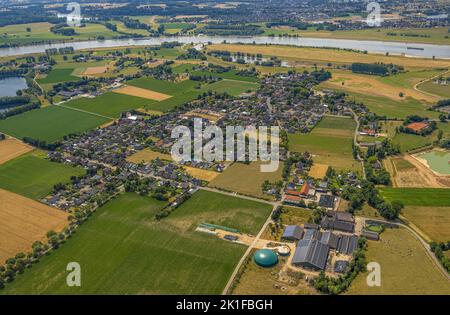 Vue aérienne, vue sur le quartier Bislich, Wesel, Basse-Rhin, Rhénanie-du-Nord-Westphalie, Allemagne, DE, Europe, photographie aérienne, vue village, Vue sur la ville Banque D'Images