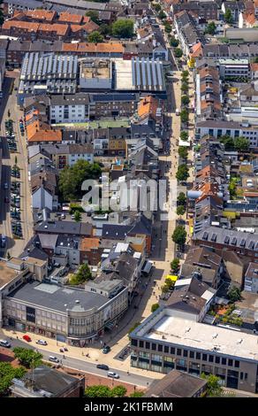 Vue aérienne, rue commerçante verdoyante et zone piétonne Hohe Straße, Wesel, Basse-Rhin, Rhénanie-du-Nord-Westphalie, Allemagne, DE, rue commerçante, Europe, Banque D'Images
