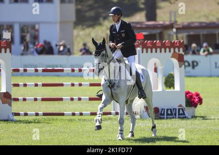 Rocca Di Papa, Italie. 18th septembre 2022. Sports équestres: Championnat du monde, Evesting, Jumping. L'événement pilote Christoph Wahler (Allemagne) manèges Carjatan S. l'événement a lieu sur le plateau Pratoni del Vivaro. Credit: Friso Gentsch/dpa/Alay Live News Banque D'Images