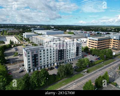 Vue aérienne de l'hôtel Premier Inn London Gatwick Airport (Manor Royal), Crawley, Royaume-Uni Banque D'Images