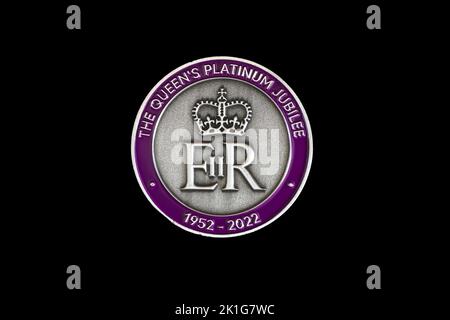 La pièce Queens Platinum Jubilee Banque D'Images