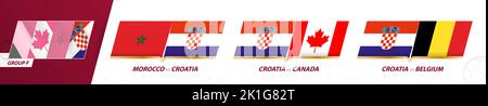Croatie matchs de l'équipe de football du groupe F du tournoi international de football 2022. Jeu d'icônes vecteur sport. Illustration de Vecteur