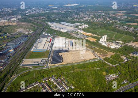 Vue aérienne, zone industrielle Westfalenhütte, chantier de construction du parc Prologueis Dortmund DC2, Westfalenhütte, Walzwerkstraße Kaiserstuhl Banque D'Images