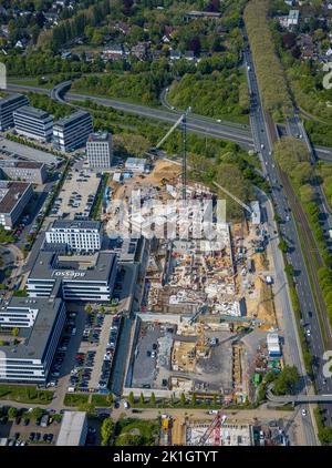 Vue aérienne, chantier de construction à Stadtkrone-Ost, Neubu Direktion continentale, Freie-Vogel-Straße, Westfendamm, Dortmund, Ruhrgebiet, Rhénanie-du-Nord-Ouest Banque D'Images