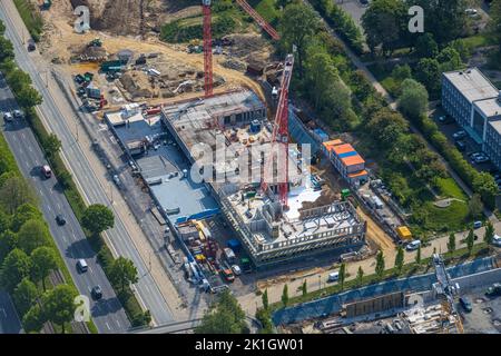 Vue aérienne, chantier de construction à Stadtkrone-Ost, nouveau bâtiment Adesso, Freie-Vogel-Straße, Westfendamm, Dortmund, Région de la Ruhr, Rhénanie-du-Nord-Westphalie, Banque D'Images