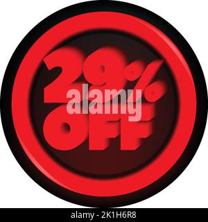 BOUTON DE RÉDUCTION DE 29 % DE LA PROMOTION DU VENDREDI NOIR POUR LES VENTES IMPORTANTES Illustration de Vecteur