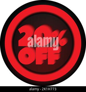 BOUTON DE RÉDUCTION DE 20 % DE LA PROMOTION DU VENDREDI NOIR POUR LES VENTES IMPORTANTES Illustration de Vecteur