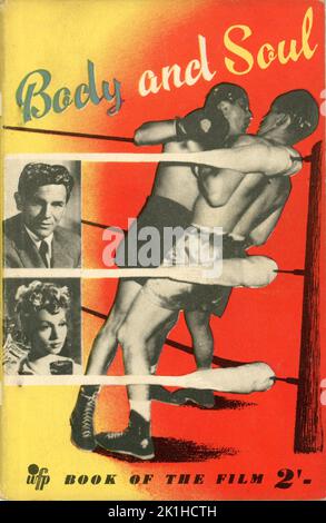 Couverture du livre britannique du film pour JOHN GARFIELD et LILLI PALMER dans LE CORPS ET ÂME 1947 réalisateur ROBERT ROSSEN scénario Abraham Polonsky Enterprise Productions / United Artists Banque D'Images