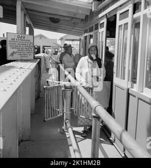 Les Mexicains qui entrent aux États-Unis dans une station d'immigration à la frontière avec le Mexique, El Paso, Texas, États-Unis 1939 Banque D'Images