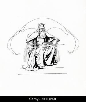 Selon la mythologie de Norse, Odin était l'un des dieux principaux et le dirigeant d'Asgard (le pays ou la capitale des dieux norses). Cette illustration de Gordon Browne date de 1913. Banque D'Images