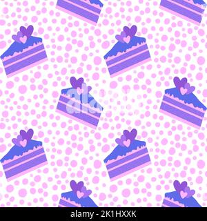 Motif gâteau d'anniversaire sans couture coeur de Saint-Valentin pour emballer papier et vêtements pour enfants imprimé et accessoires de fête, tissus et emballages. Condition élevée Banque D'Images