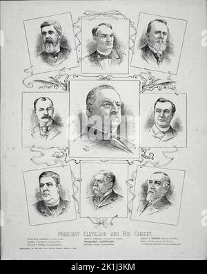 Premier cabinet de Cleveland, Richard Olney, John Carlisle, Sterling Morton, Hilary Herbert, Hoke Smith, Daniel Lamont, Walter Gresham, Wilson Bissell Banque D'Images