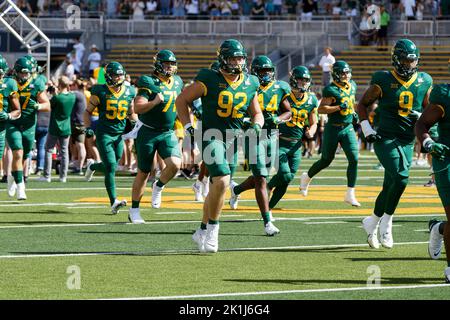 Les joueurs de Baylor entrent dans le peloton avant leur match de football universitaire de la NCAA contre les Bobcats de Texas State au McLane Stadium samedi 17 septembre 2022, à Waco, au Texas Baylor a gagné 42-7. (Eddie Kelly/image du sport) Banque D'Images