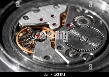 Close-up of vintage Wrist watch mechanism Banque D'Images