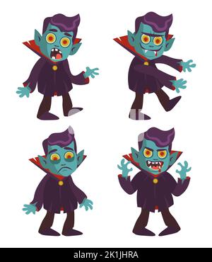 halloween dracula vampire personnages illustration vectorielle plate Illustration de Vecteur